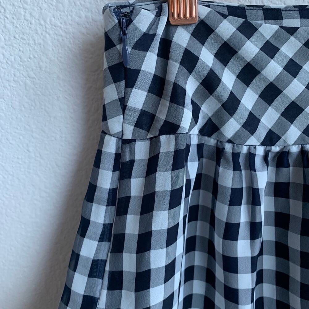 GAP Gingham Check Flowy Side Zip Skirt Navy 2 - Picture 3 of 5
